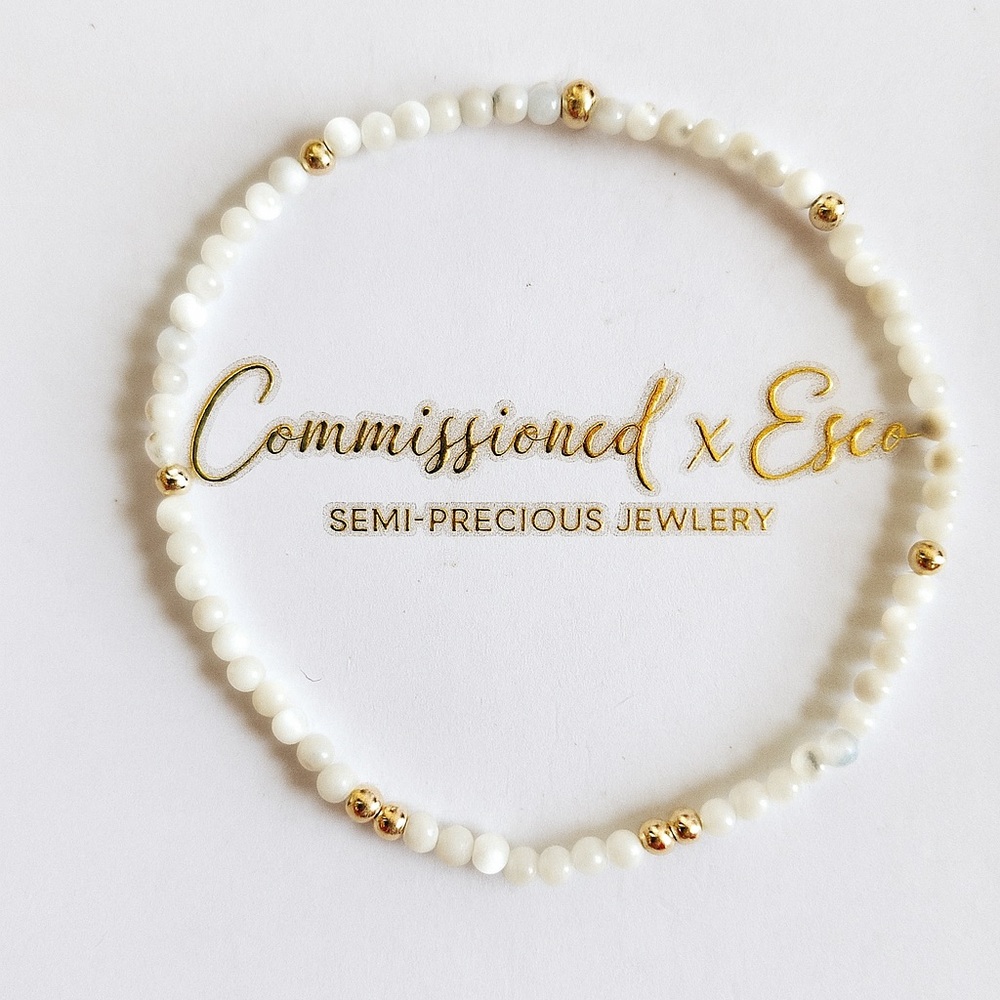 Mother of Pearl & 14k Yellow Gold Dot Bracelet